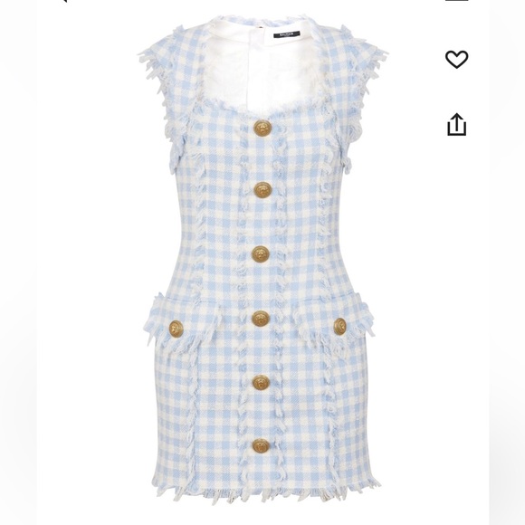 Balmain Dresses & Skirts - Balmain blue and white Vichy Tweed Gingham Minidress
